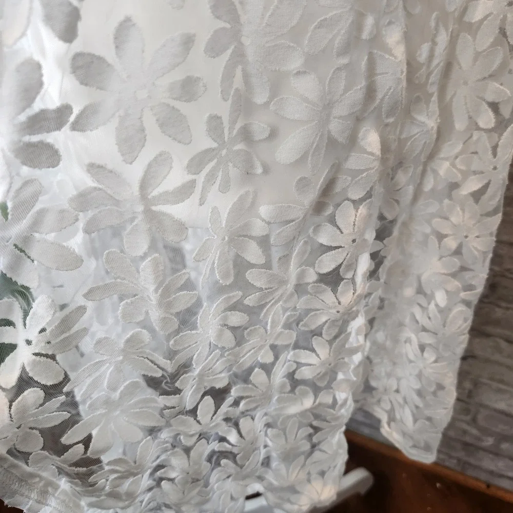 Siren Lily‎ Swim Cover Up White Floral Daisy Sheer Lace Kimono 3X